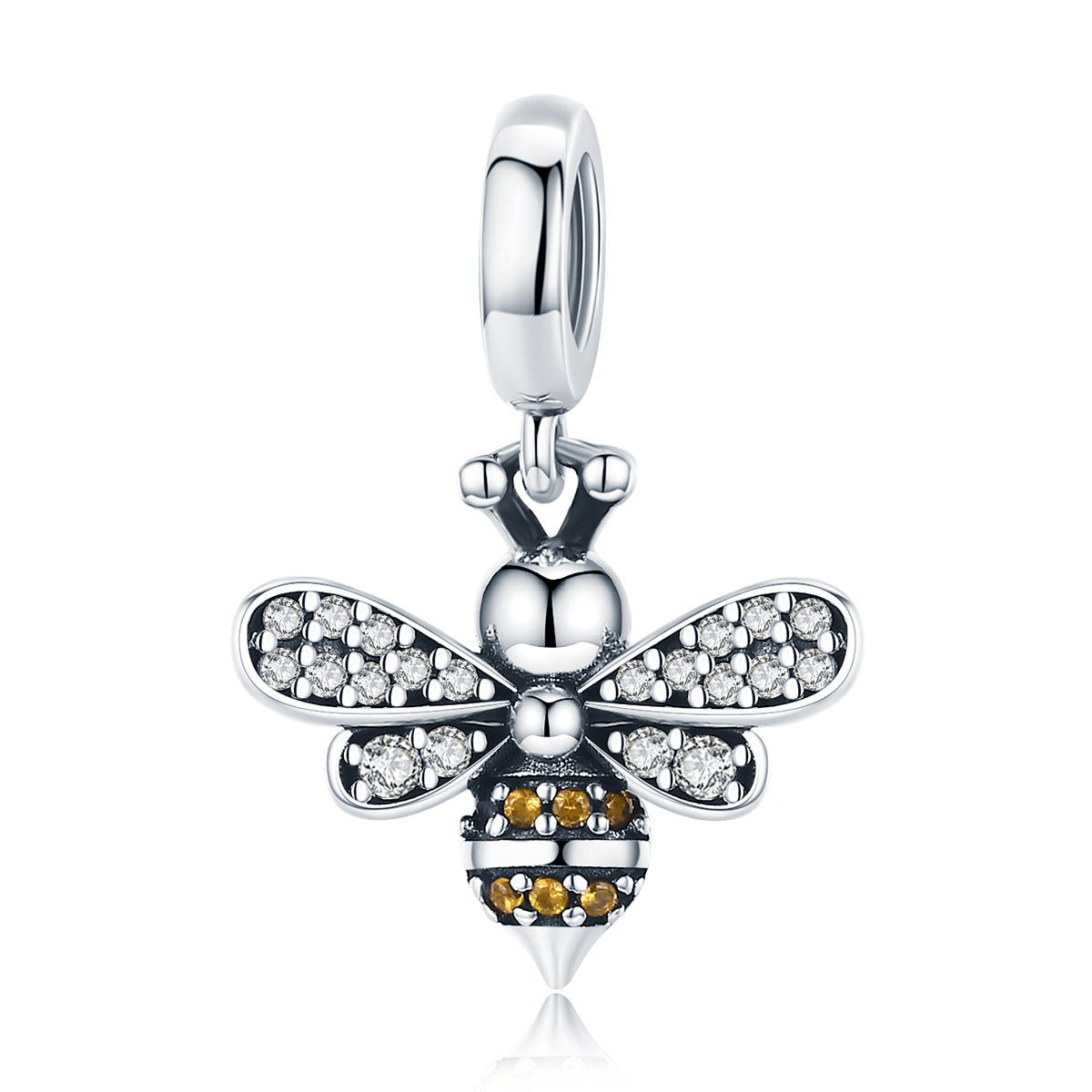 SOLID Sterling Silver Sparkling Queen Bee Charm Pendant - AVILIA Designs