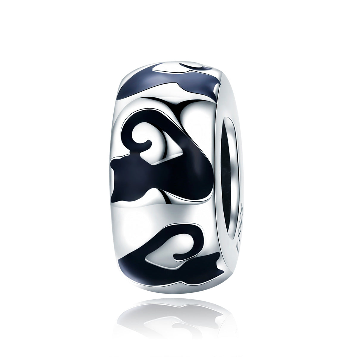 SOLID Sterling Silver Midnight Black Cat Spacer Charm - AVILIA Designs
