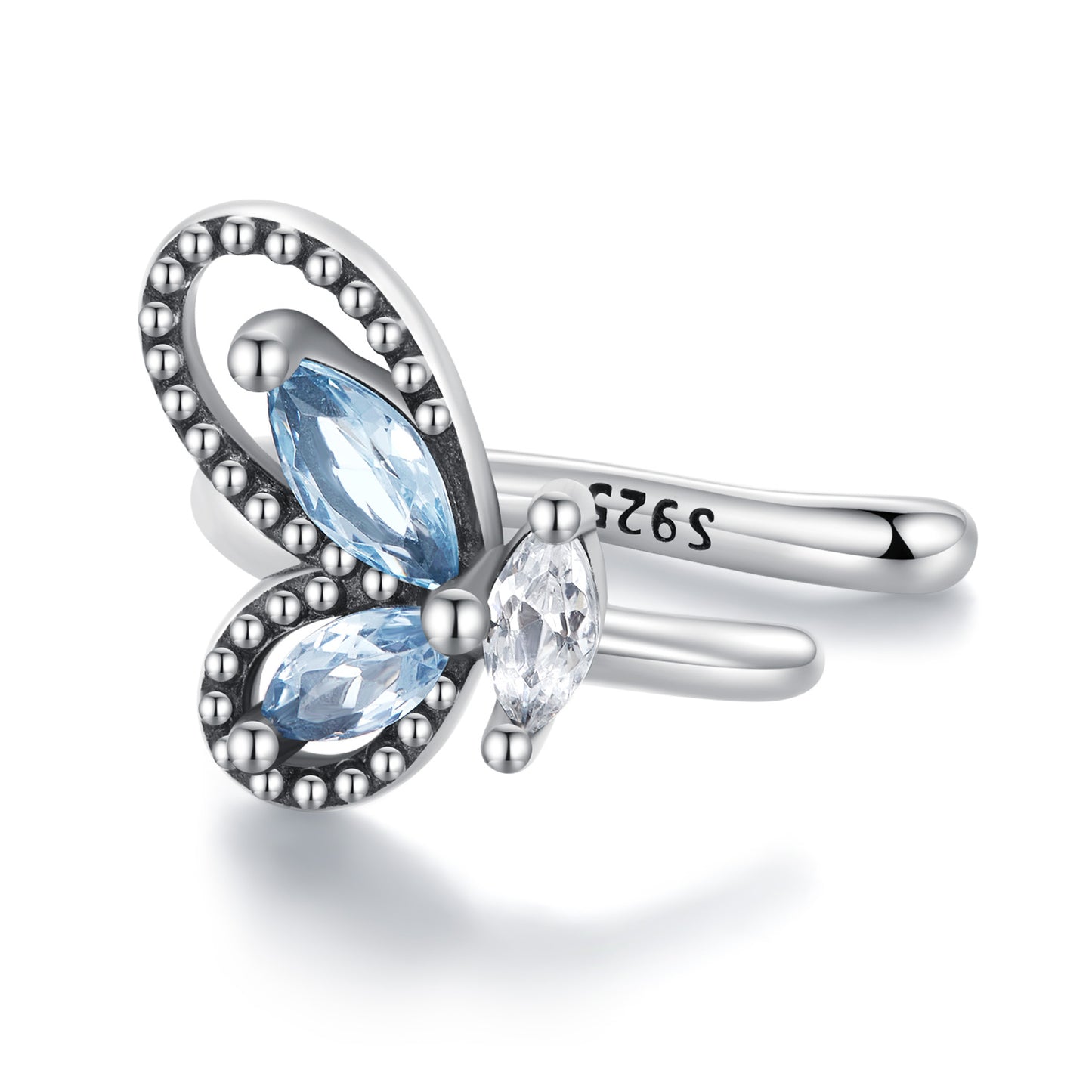 SOLID Sterling Silver 10mm Blue Butterfly Ear Cuff Earrings - AVILIA Designs