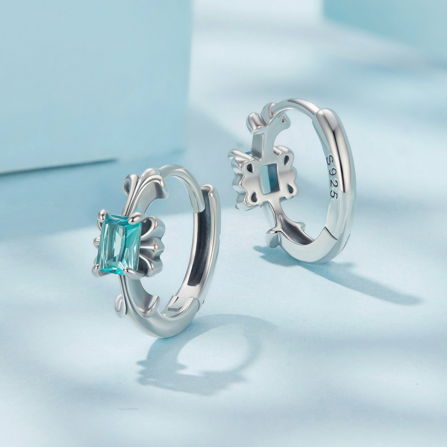 SOLID Sterling Silver Fleur-De-Lis 11mm CZ Hoop Earrings - AVILIA Designs