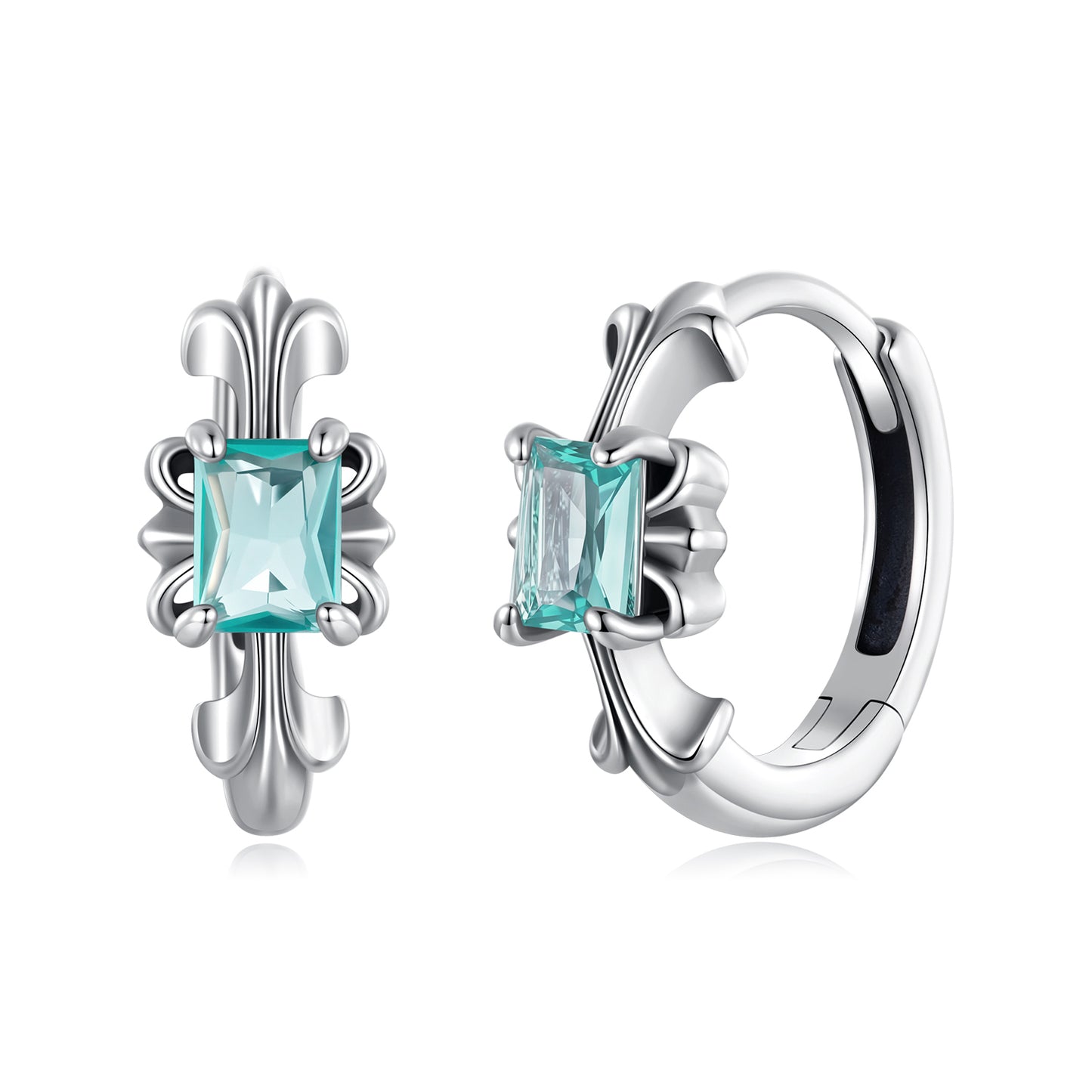 SOLID Sterling Silver Fleur-De-Lis 11mm CZ Hoop Earrings - AVILIA Designs