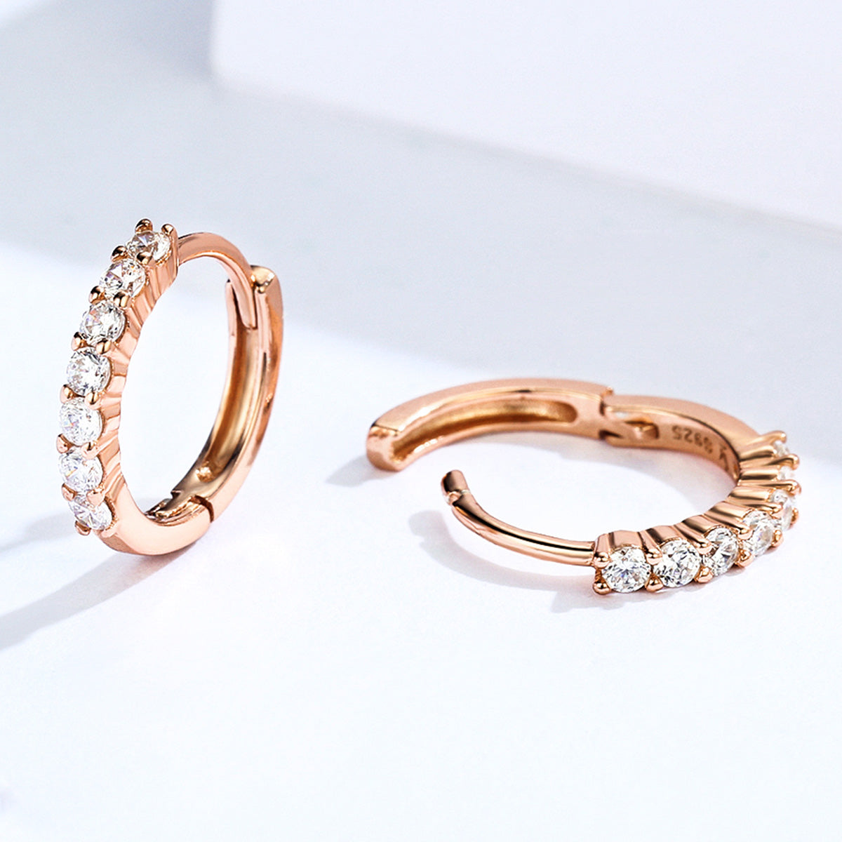 SOLID Sterling Silver & Rose Gold 12mm Sparkly Hoop Earrings - AVILIA Designs