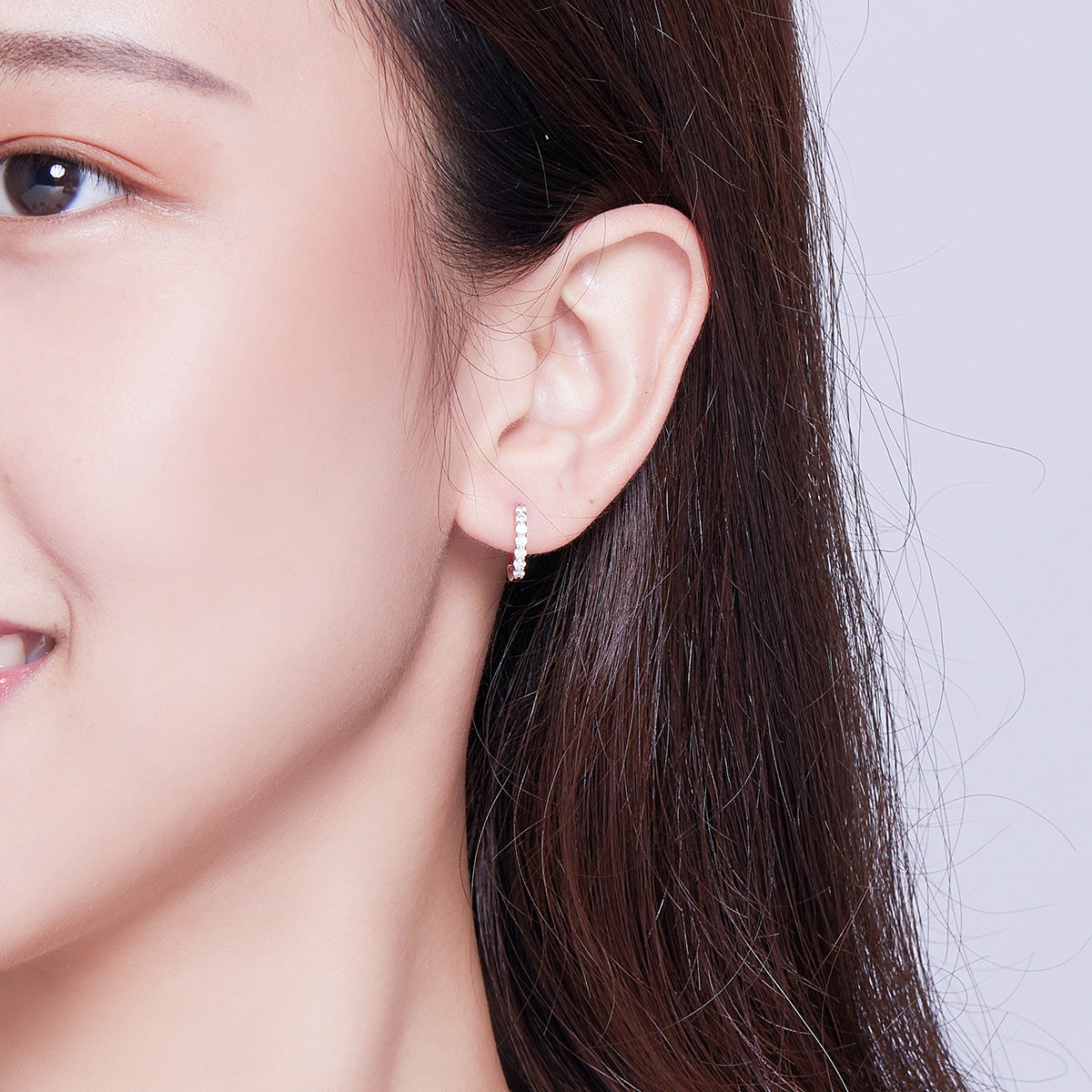SOLID Sterling Silver & Rose Gold 12mm Sparkly Hoop Earrings - AVILIA Designs