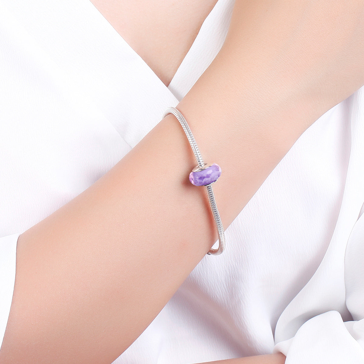 Sterling Silver Lavender Purple Faceted Murano Glass Charm - AVILIA Designs