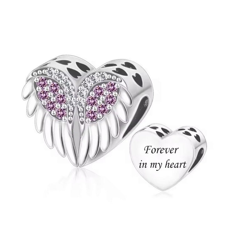 S925 Solid Sterling Silver Angel Wing Open Heart Charm Pendant - AVILIA DESIGNS