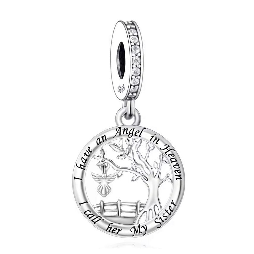 S925 Sterling Silver Sister in Heaven Memorial Loss Charm Pendant - AVILIA Designs
