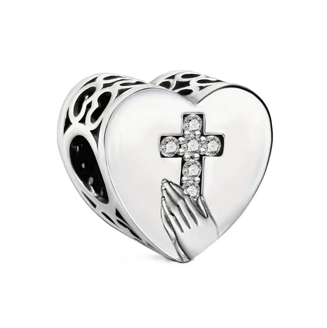 S925 Sterling Silver With God All Things Possible Heart Religious God Jesus Charm - AVILIA Designs