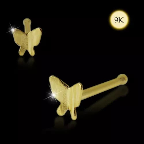 Solid 9ct Yellow Gold Butterfly Nose Stud Bone End - AVILIA Designs