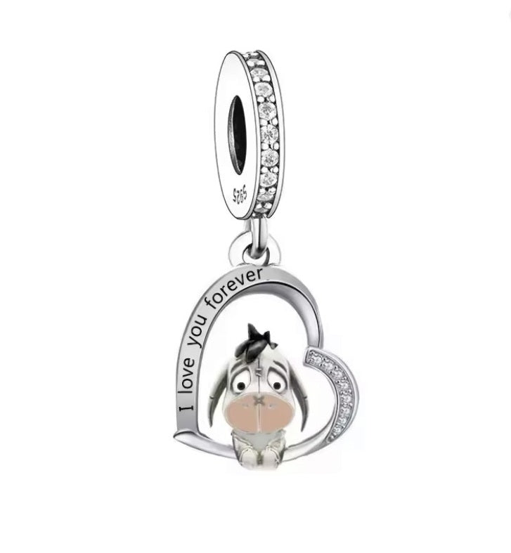 S925 Sterling Silver Eeyore Donkey I Love You Pendant Charm Pooh Bear - AVILIA Designs