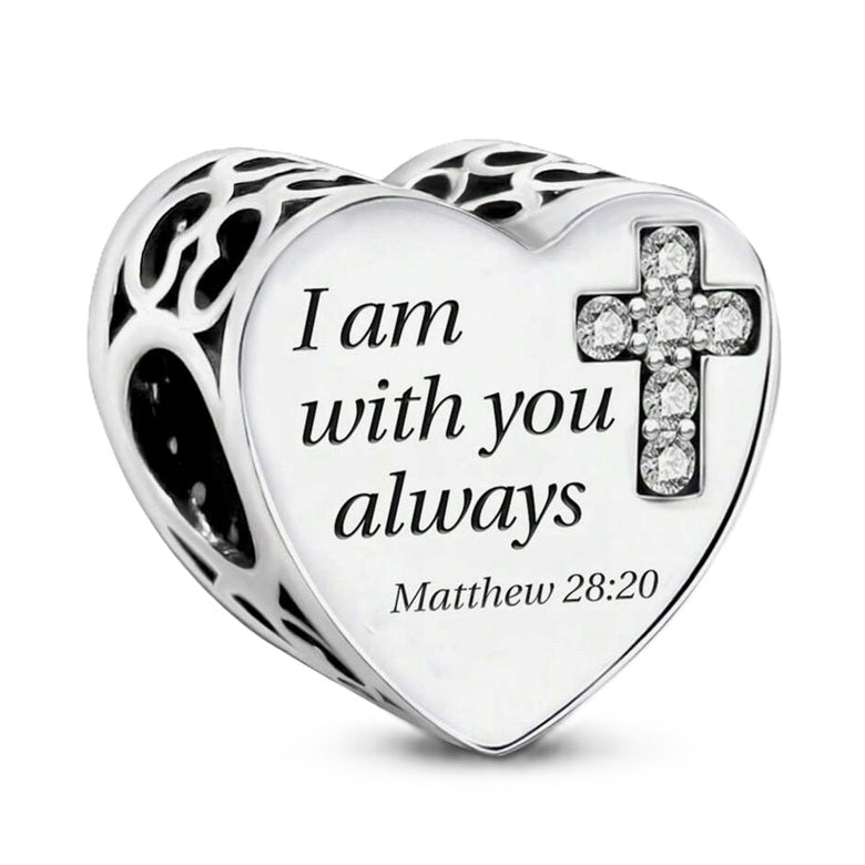 S925 Sterling Silver With You Always Religious Heart Charm - AVILIA Designs