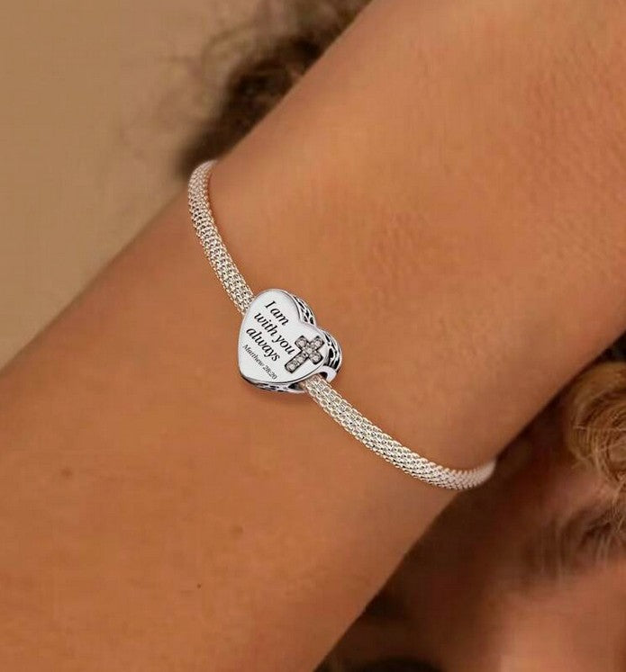 S925 Sterling Silver With You Always Religious Heart Charm - AVILIA Designs