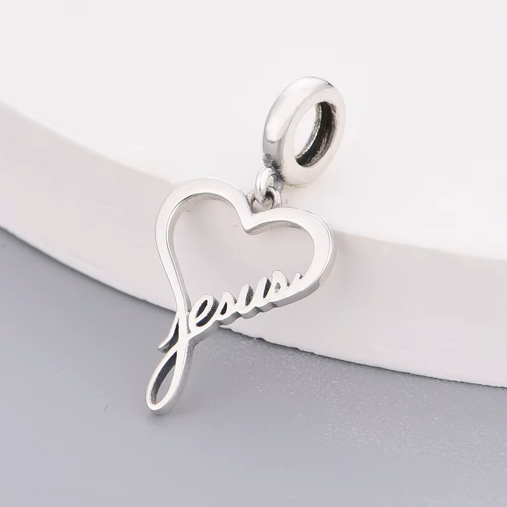 S925 Sterling Silver Jesus Heart Religious Faith Charm Pendant - AVILIA Designs