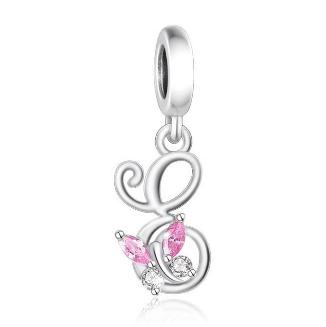 S925 Sterling Silver Cursive Letter E Alphabet Charm Pendant - AVILIA DESIGNS