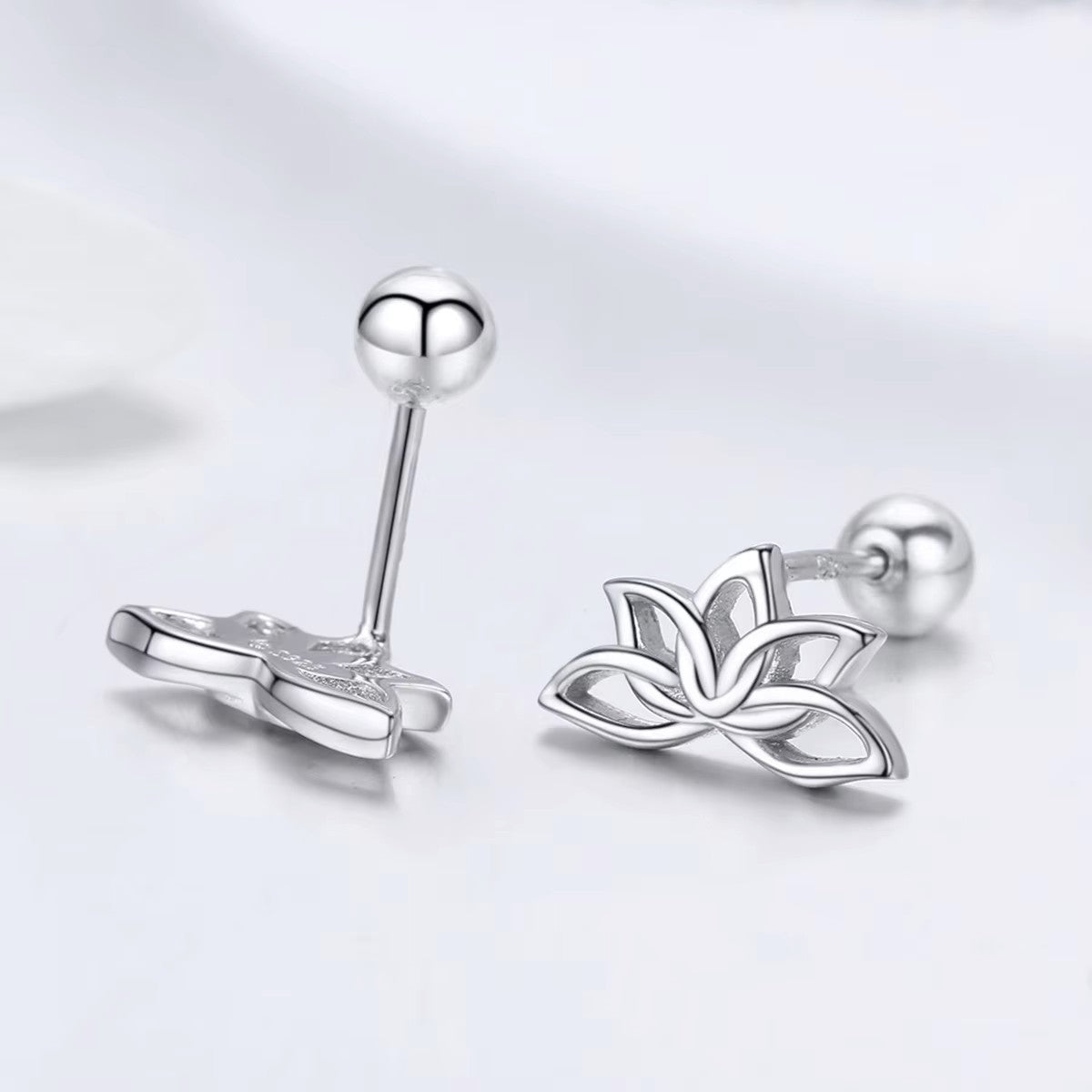 SOLID Sterling Silver Lotus Awakening Stud Earrings - AVILIA Designs
