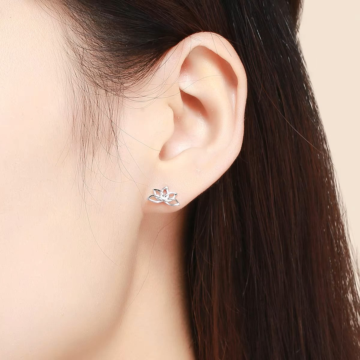 SOLID Sterling Silver Lotus Awakening Stud Earrings - AVILIA Designs