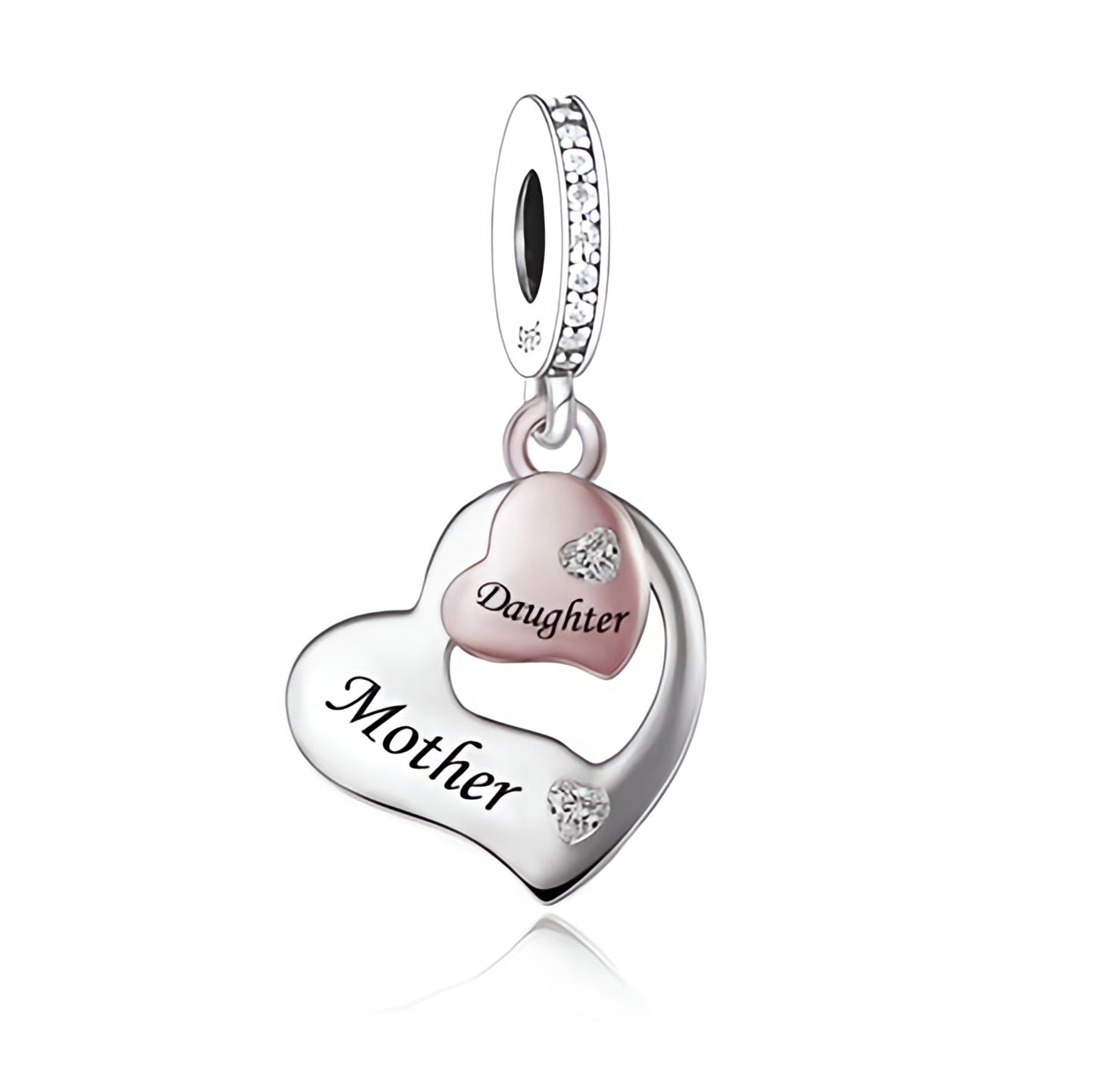 S925 Silver & Rose Gold Mother Mum Daughter Love Heart Charm - AVILIA DESIGNS