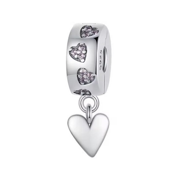 SOLID Sterling Silver TRAIL OF LOVE Heart Clip Charm - AVILIA Designs