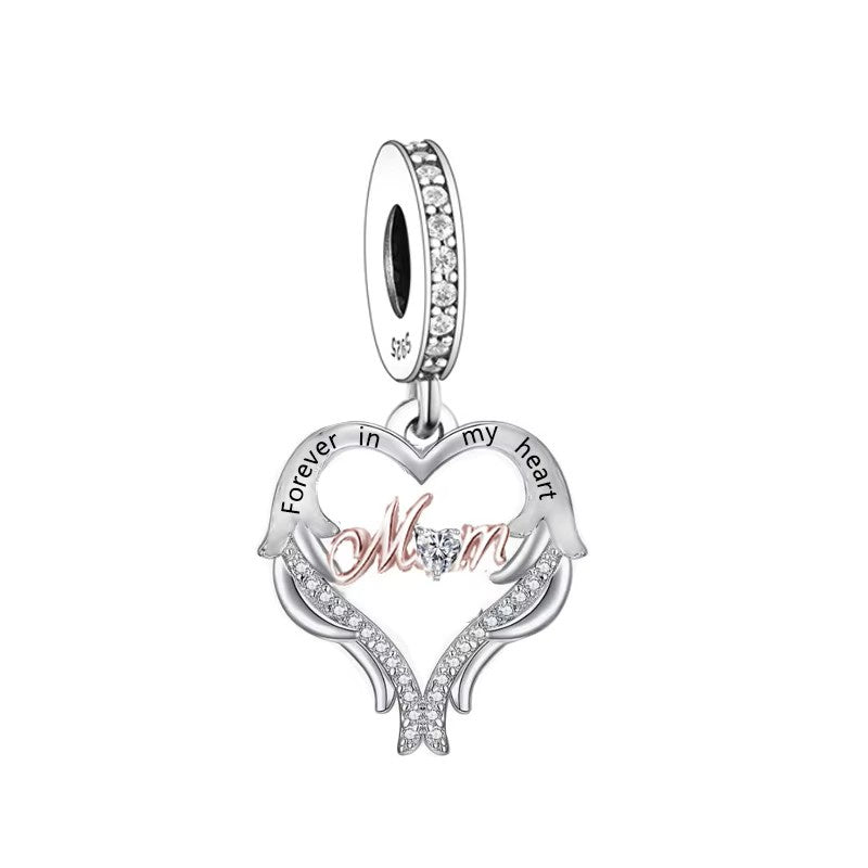 S925 Silver & Rose Gold Angel Wings Mother Mum Charm Pendant - AVILIA Designs