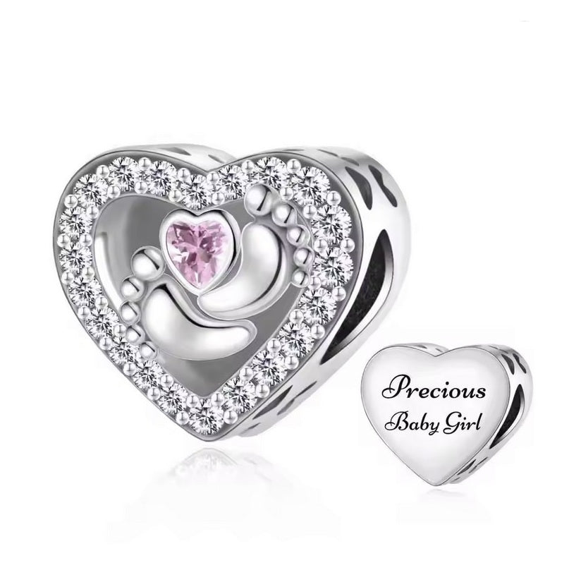 S925 Solid Sterling Silver Newborn Precious Baby Girl Open Heart Charm Pendant - AVILIA Designs