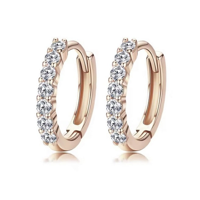 SOLID Sterling Silver & Rose Gold 12mm Sparkly Hoop Earrings - AVILIA Designs