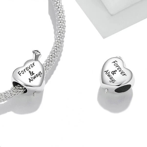 SOLID Sterling Silver Forever & Always Love Heart Rose Charm - AVILIA Designs
