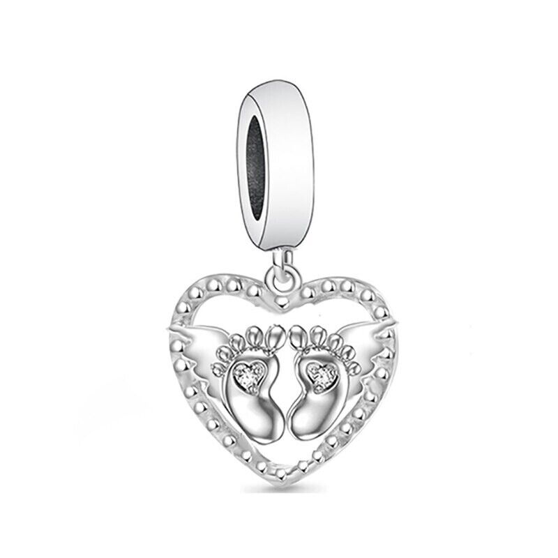S925 Sterling Silver Memorial Angel Baby Child Loss Heart Charm Pendant - AVILIA Designs