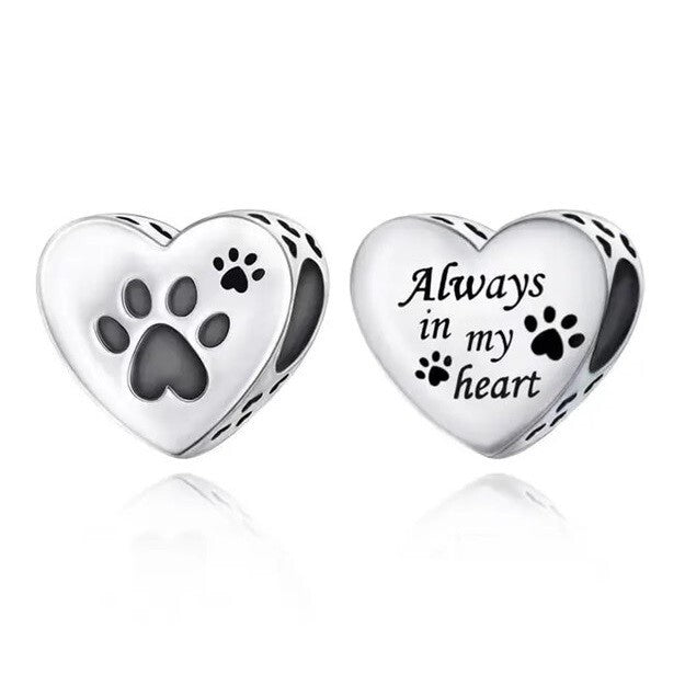 SOLID Sterling Silver Always in My Heart Pet Paw Cat Dog - AVILIA Designs