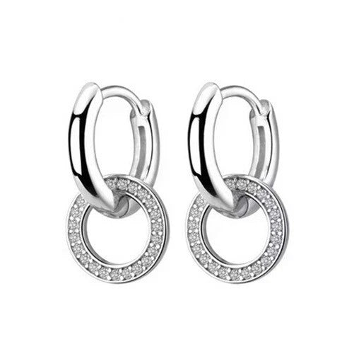 SOLID Sterling Silver Sparkly Double Hoop Huggie Earrings - AVILIA Designs