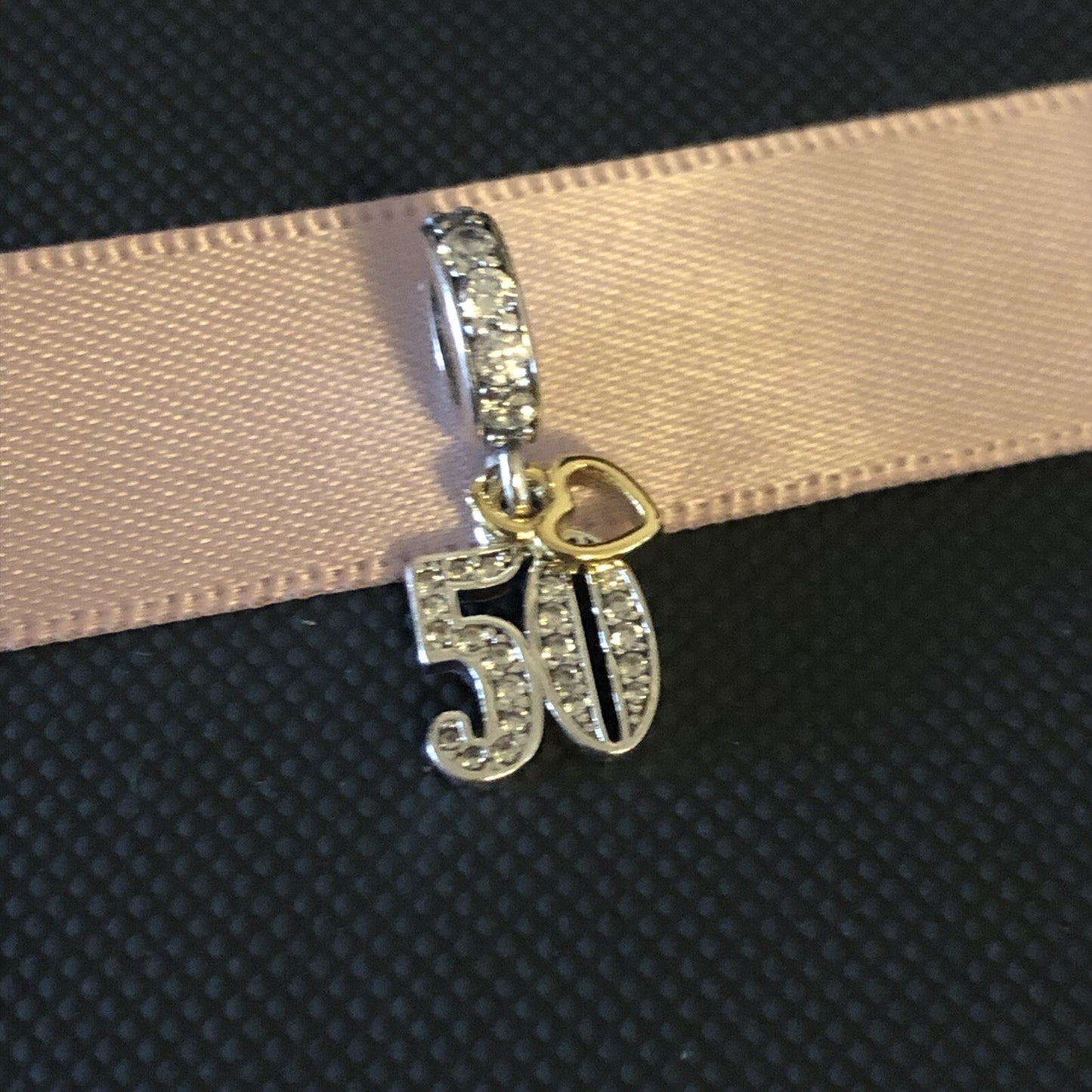 S925 Silver & Gold Pl Hanging 50th Milestone Birthday Charm Pendant - AVILIA Designs