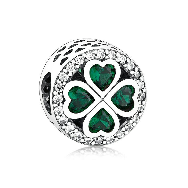 SOLID Sterling Silver Good Luck Four Leaf Clover Hearts Charm - AVILIA Designs