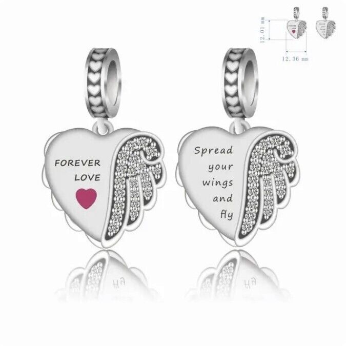 S925 Sterling Silver Angel Forever Love Memorial Loss Charm Pendant - AVILIA Designs