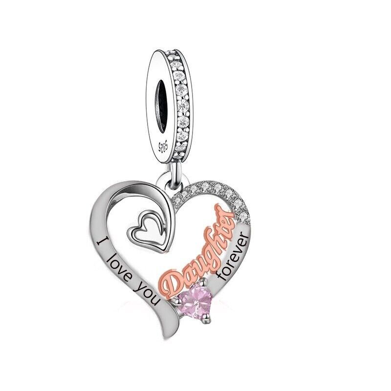 S925 Silver & Rose Gold I Love You Daughter Charm Pendant - AVILIA Designs