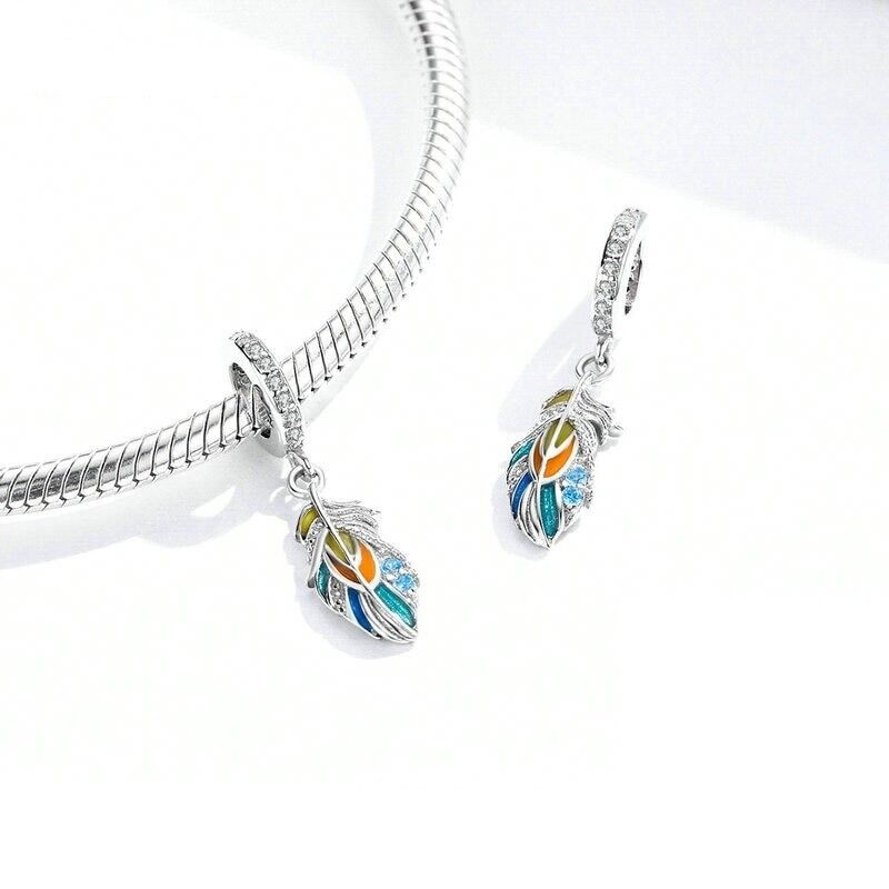 Sterling Silver Colours of the Amazon Feather Bohemia Charm Pendant - AVILIA Designs