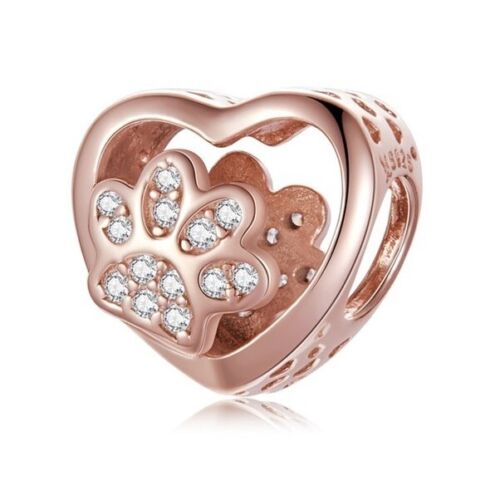 S925 Silver & Rose Gold Pet Paw Cat Dog Charm - AVILIA Designs