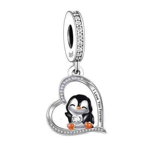 SOLID Sterling Silver Penguin I Love You Forever Charm Pendant - AVILIA Designs