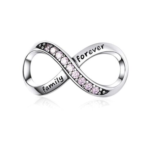 SOLID Sterling Silver FAMILY FOREVER PINK CZ Infinity Charm - AVILIA Designs