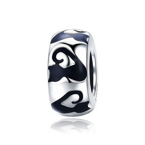 SOLID Sterling Silver Midnight Black Cat Spacer Charm - AVILIA Designs