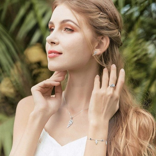 SOLID Sterling Silver Sparkly Angel Wing Stud Earrings - AVILIA Designs
