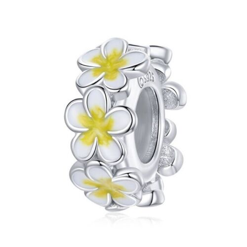 SOLID Sterling Silver Yellow Frangipani Flower Spacer Charm - AVILIA Designs