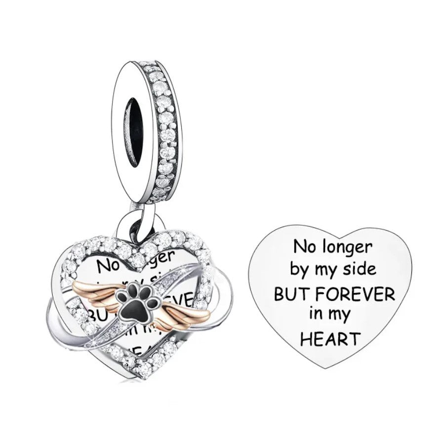 S925 Silver & Rose Gold Pet Loss Memorial Cat Dog Charm Pendant - AVILIA Designs