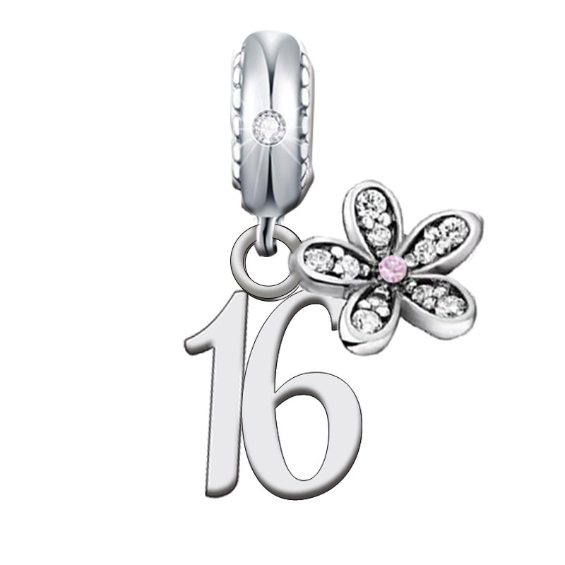 S925 Sterling Silver Dainty 16th Birthday Flower Charm Pendant - AVILIA Designs