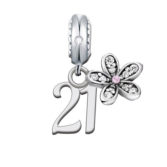 S925 Sterling Silver Dainty 21st Birthday Flower Charm Pendant - AVILIA Designs