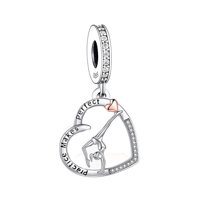 S925 Sterling Silver Gymnastics Gym Girl Pendant Charm - AVILIA Designs