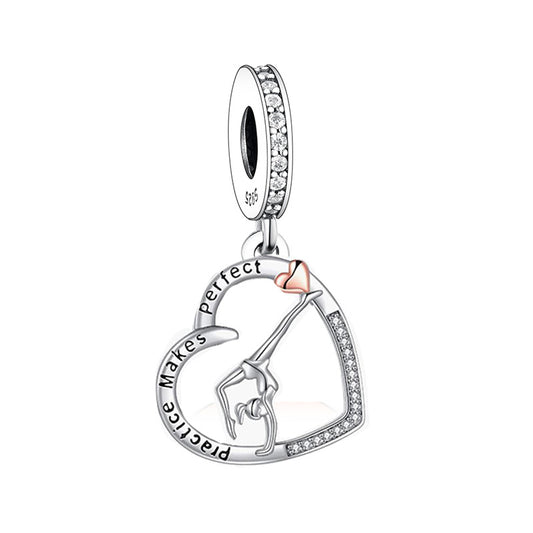 S925 Sterling Silver Gymnastics Gym Girl Pendant Charm - AVILIA Designs