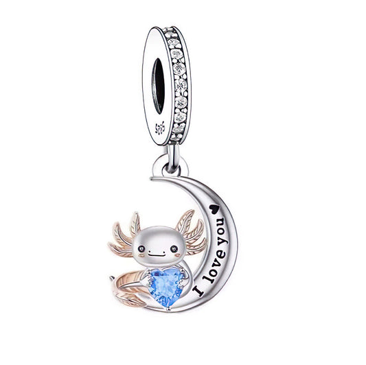 S925 Silver & Rose Gold Axolotl I Love You Pendant Charm Pendant - AVILIA Designs