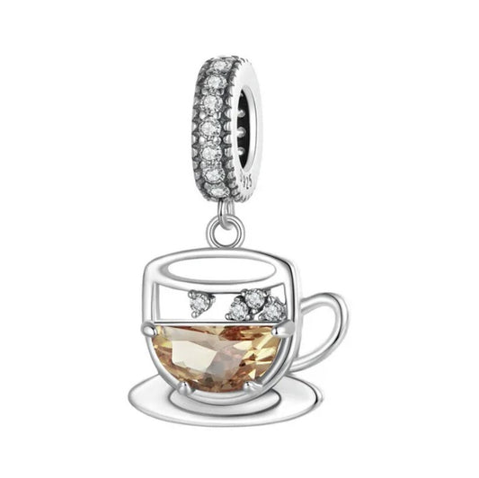 S925 Sterling Silver Cup of Coffee Tea Charm Pendant - AVILIA Designs