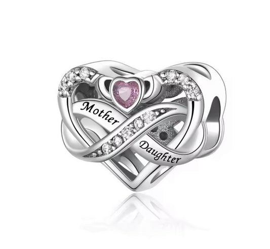 S925 Sterling Silver Mother Daughter Infinity Heart Charm - AVILIA Designs