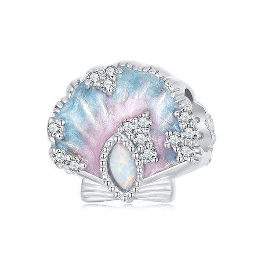 SOLID Sterling Silver Sparkling Opalescent Shell Ocean Charm - AVILIA Designs