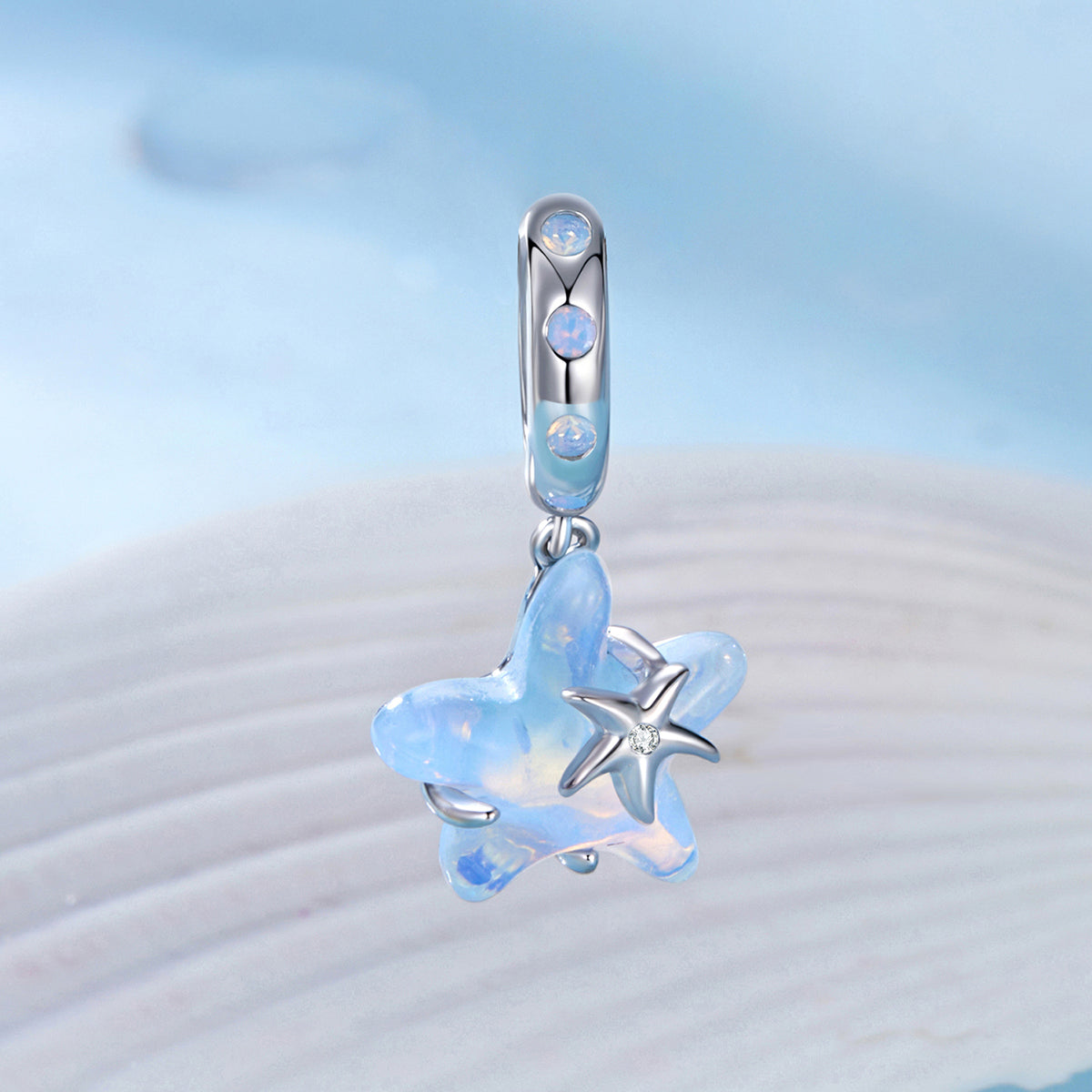 S925 Sterling Silver Ocean Pearlescent Starfish Charm Pendant - AVILIA Designs