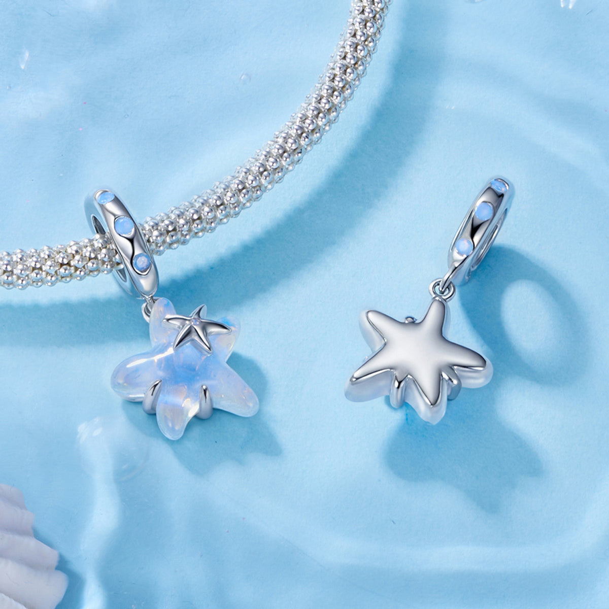 S925 Sterling Silver Ocean Pearlescent Starfish Charm Pendant - AVILIA Designs